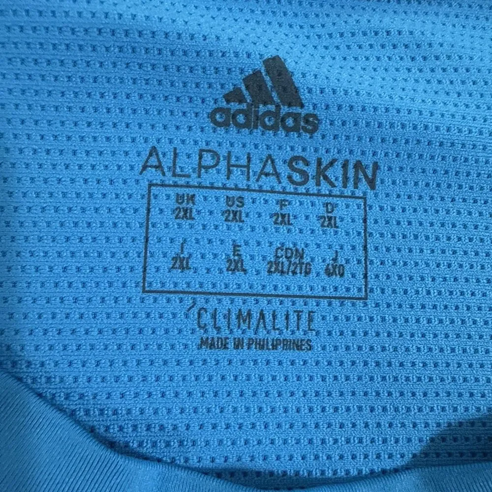 Adidas Shirt Men’s Blue 2XL Alphaskin Climacool Mesh Back Training Workout Tee